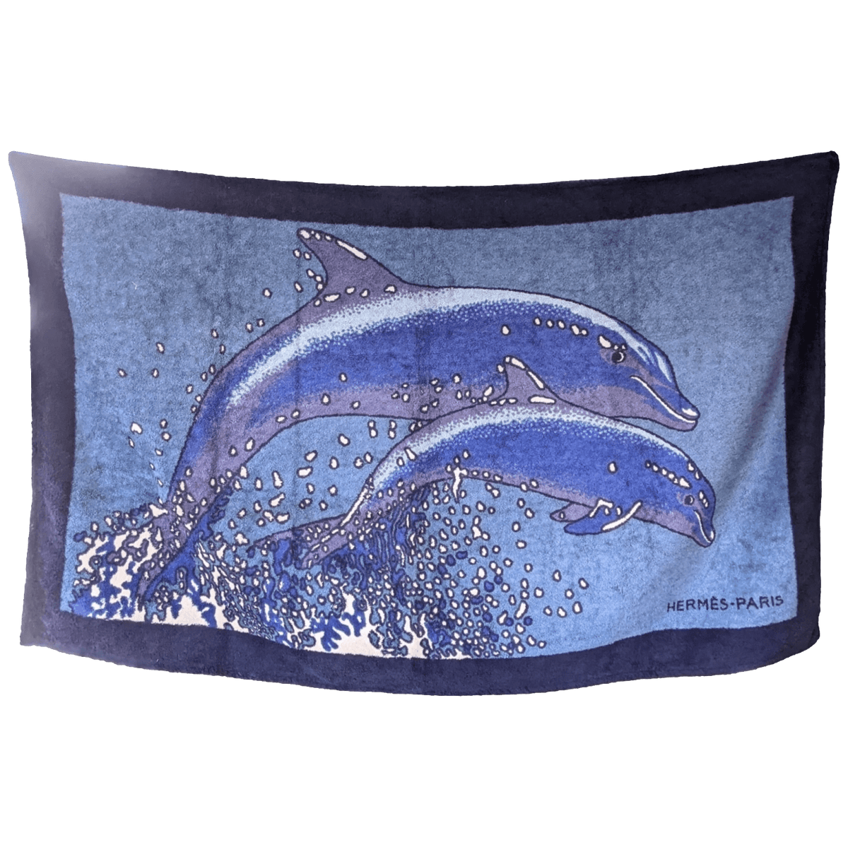 HERMES Dauphins Terry Beach Towel 90 x 150 cm