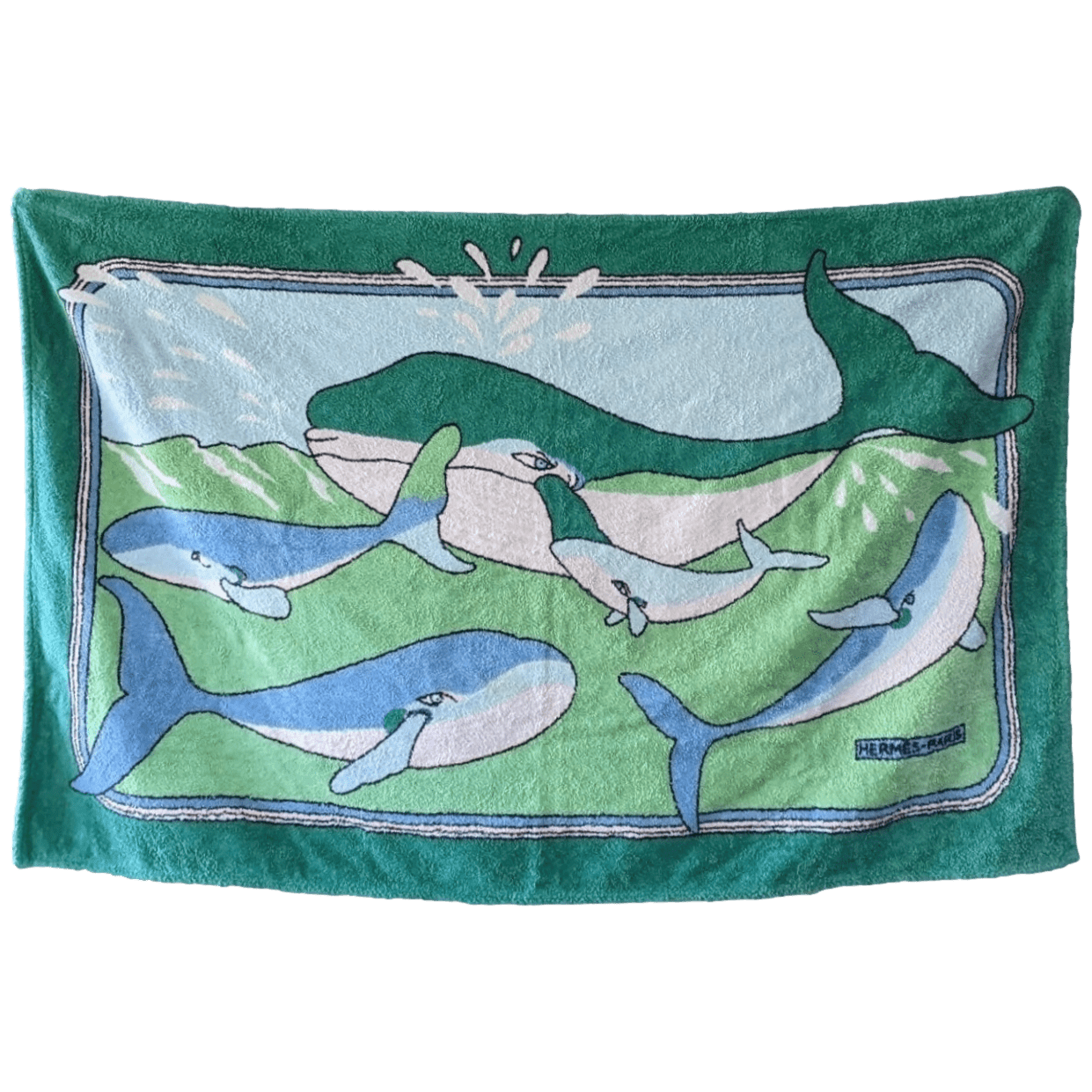 HERMES  Dauphins Terry Beach Towel 90 x 150 cm