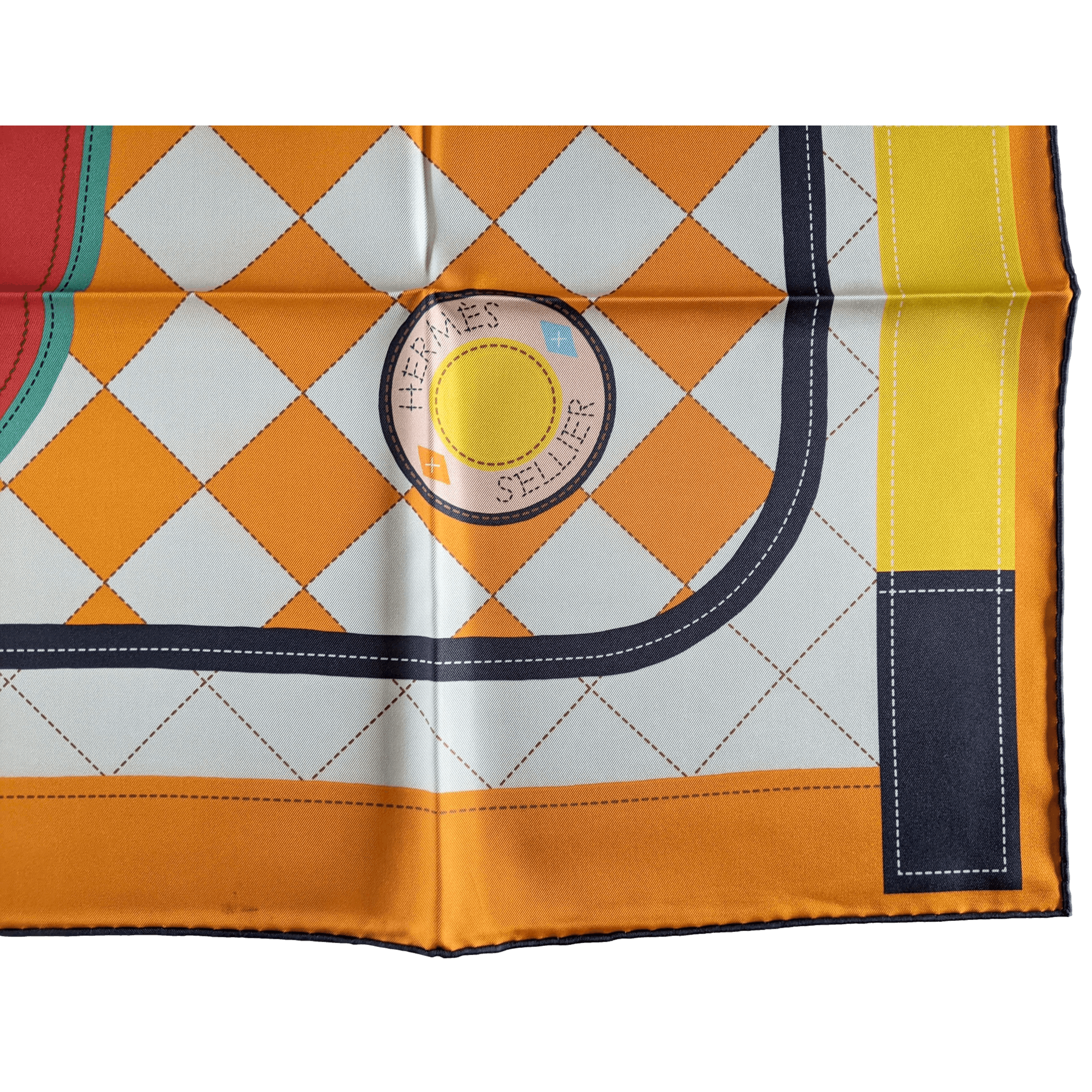 HERMES - Double Face Tapis de Selle - Twill Silk Scarf 90
