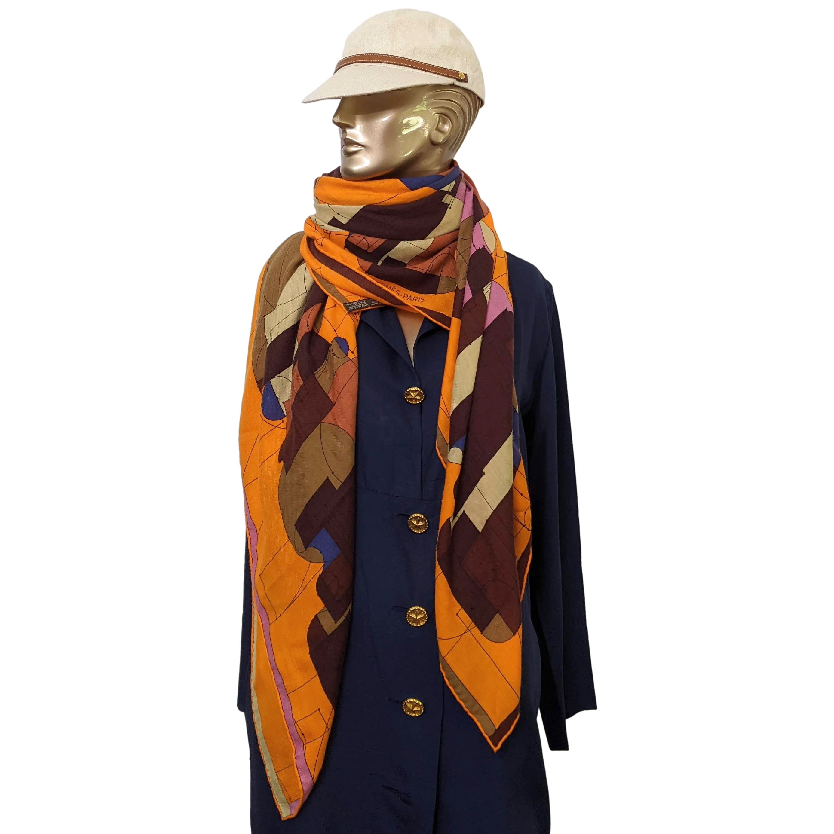 HERMES ECHEC AU ROI 2013 Orange/Rose Cashmere 140 x 140 cm