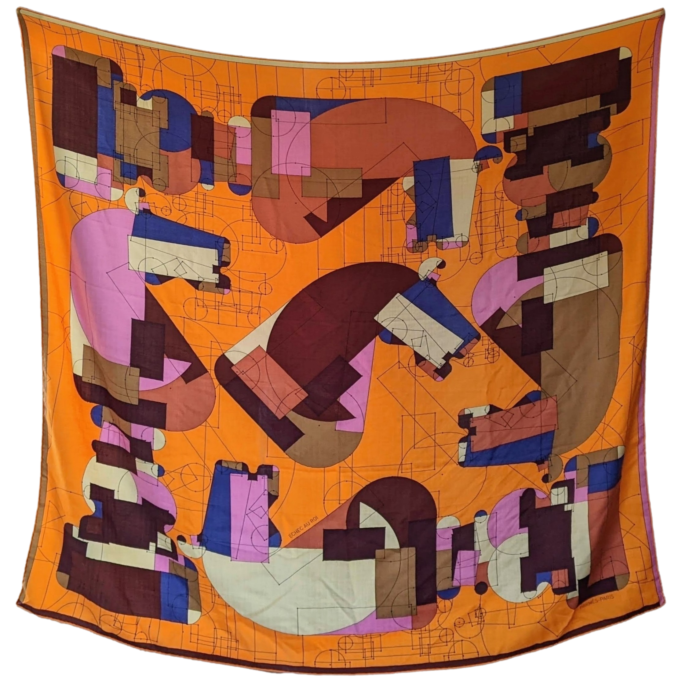 HERMES ECHEC AU ROI 2013 Orange/Rose Cashmere 140 x 140 cm