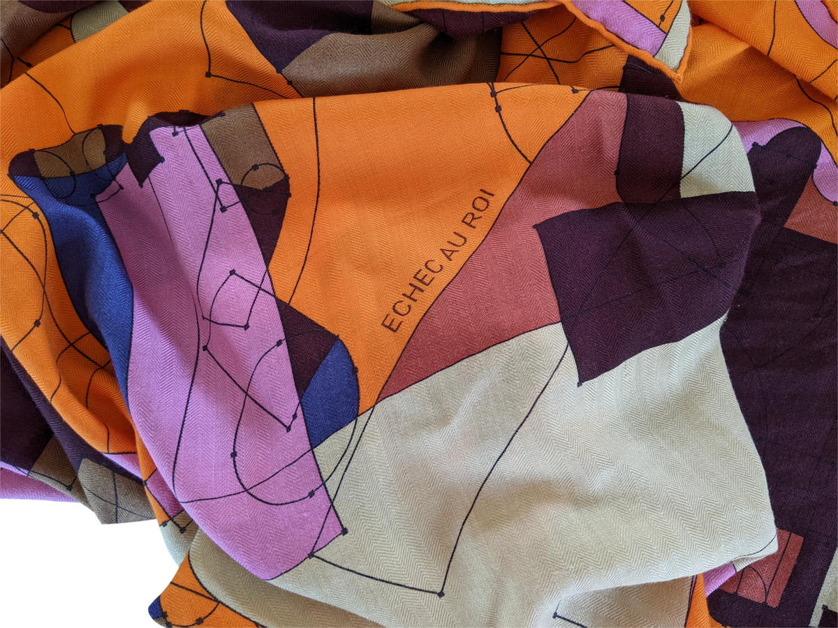 HERMES ECHEC AU ROI 2013 Orange/Rose Cashmere 140 x 140 cm