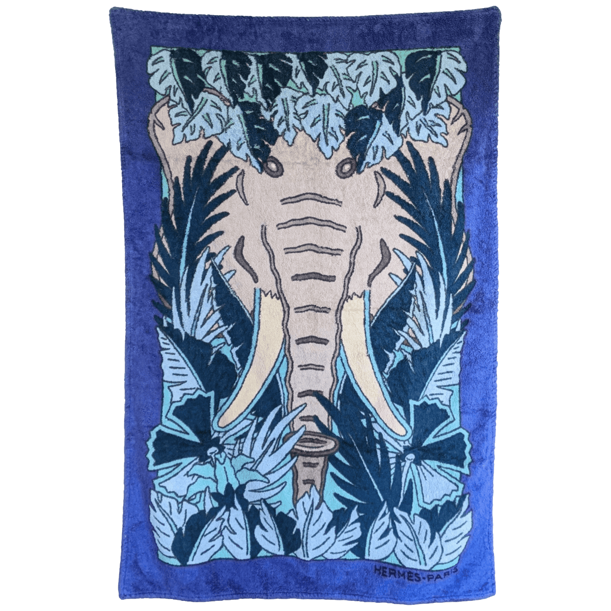 HERMES Elephant Vintage Cotton Terry Beach Towel 90 x 150 cm