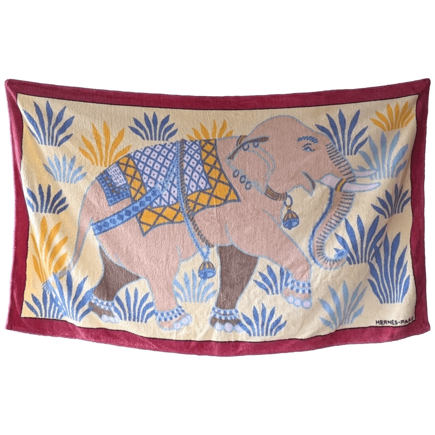 HERMES Elephant Terry Beach Towel 90 x 150 cm