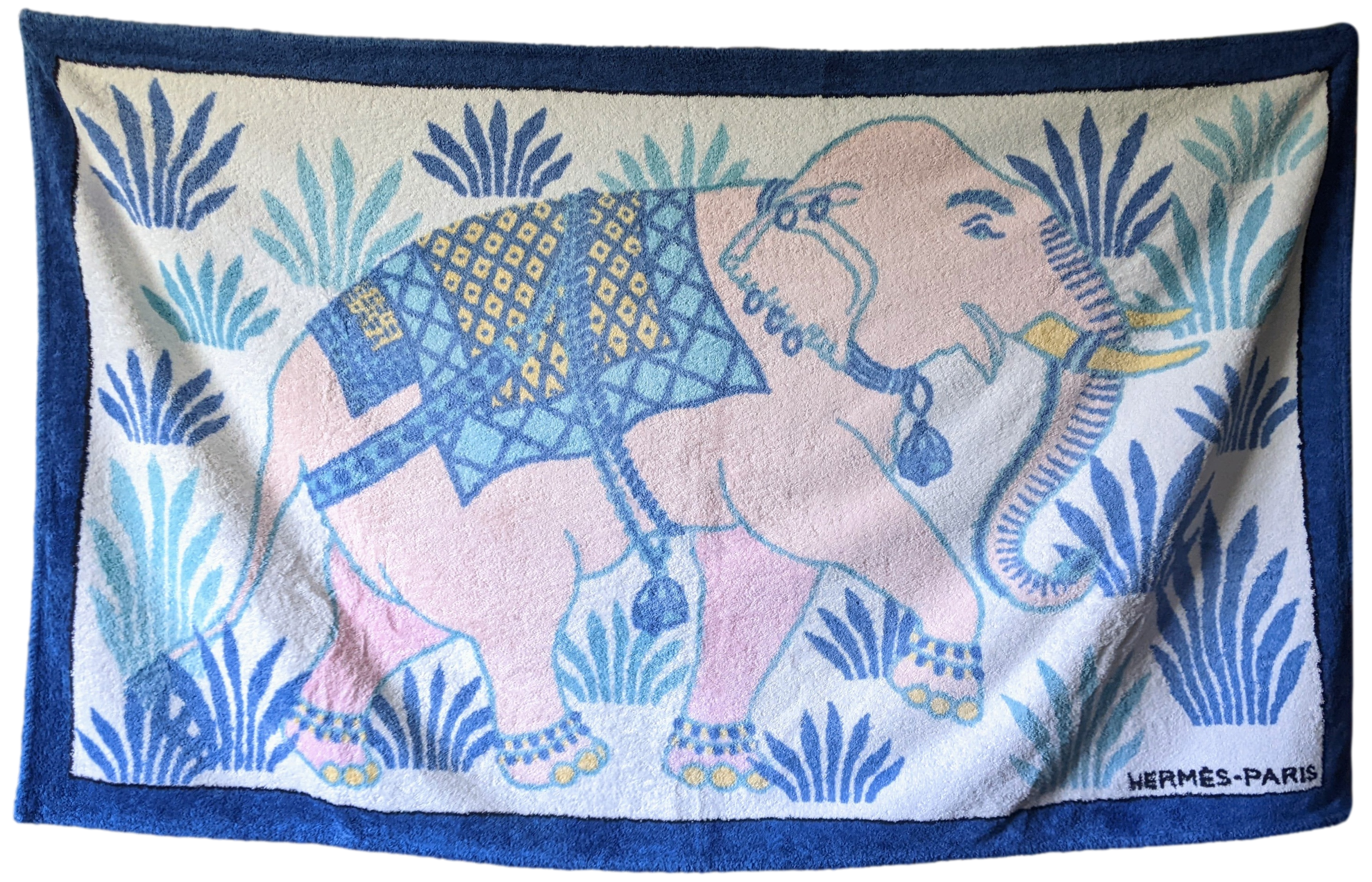 HERMES ELEPHANT Tapis de Plage Terry Beach Towel 90 x 150 cm
