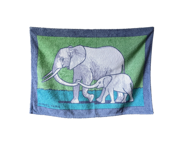 HERMES ELEPHANTS Cotton Terry Beach Towel PM 60 x 90 cm