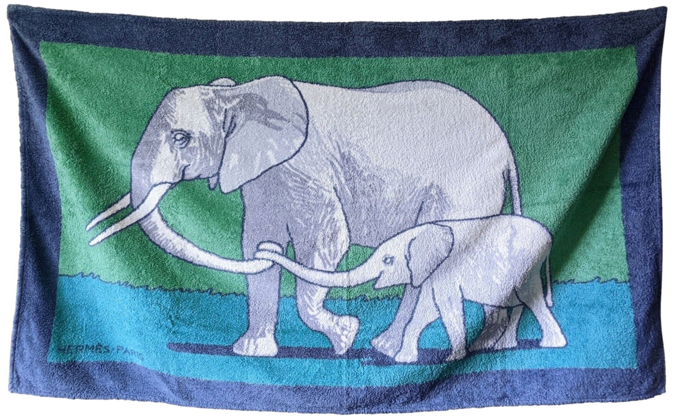 HERMES ELEPHANTS Terry Beach Towel 90 x 150 cm