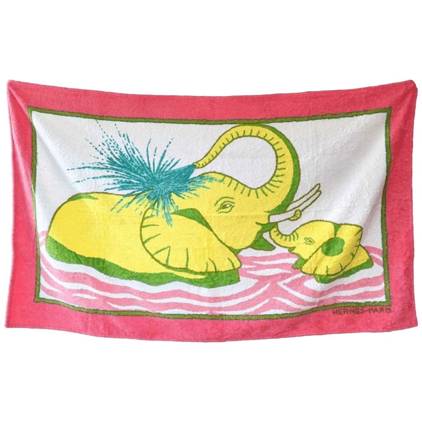 HERMES Elephants Terry Beach Towel 90 x 150 cm