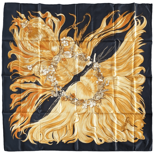 HERMES 2002 EVA by Philippe Dumas Waterproof Silk Scarf 90 x 90 cm