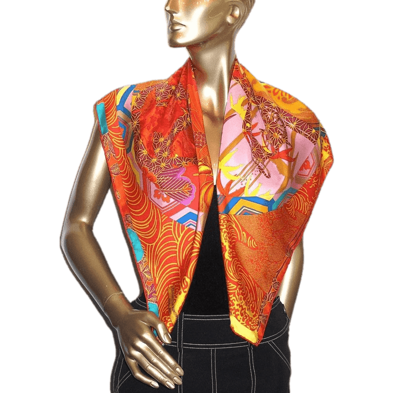 HERMES 2011 Ex Libris en Kimonos by Anamporphee Silk Twill Scarf 90 x 90 cm