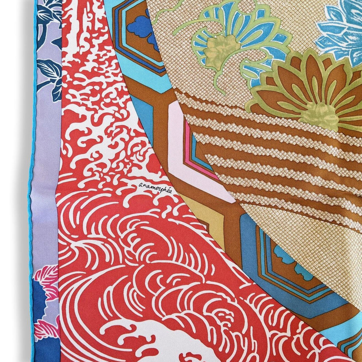 Hermes 2011Turquoise/Lilas/Rose/Rouge EX-LIBRIS EN KIMONOS by Anamorphee Twill 90, Mint!