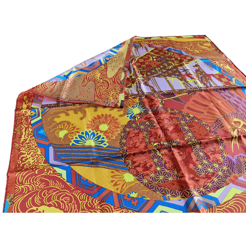 HERMES 2011 Ex Libris en Kimonos by Anamporphee Silk Twill Scarf 90 x 90 cm