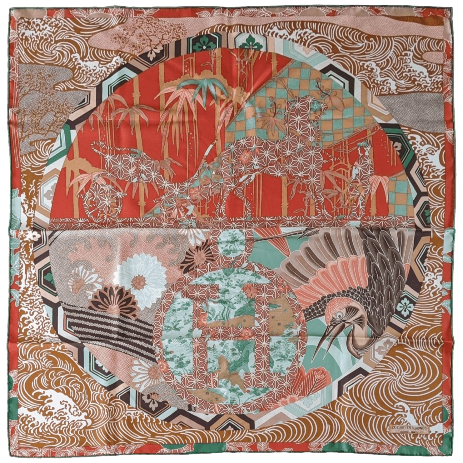 HERMES 2011 Ex Libris en Kimonos by Anamporphee Twill 90 90 cm