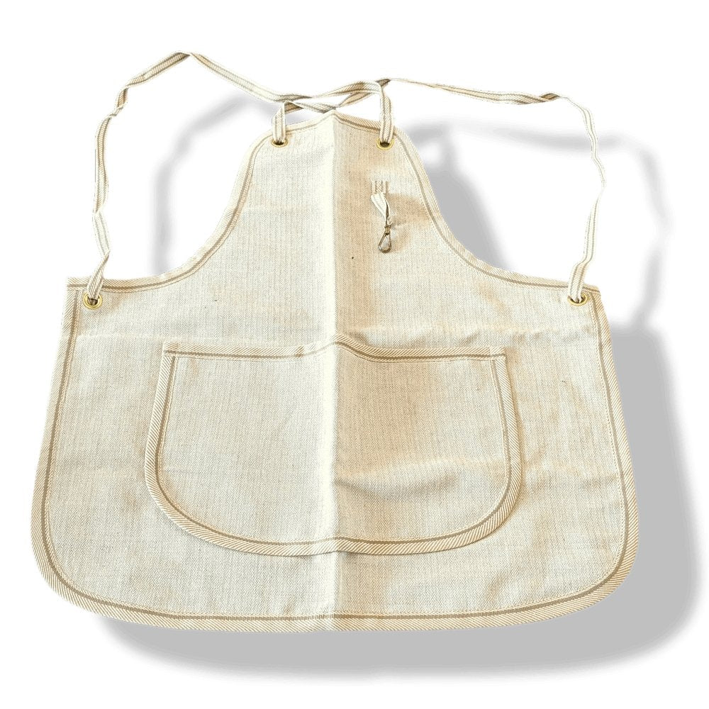Hermes EXCLUSIF Vintage Natural Chevron Supple Cotton GARDENING APRON, BNEW! - poupishop