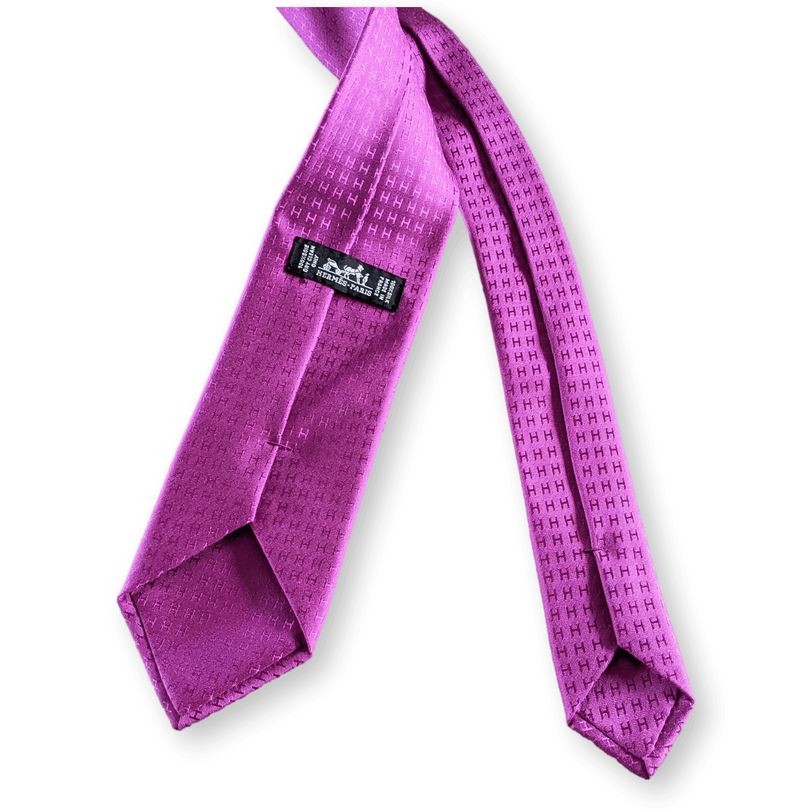 HERMES Faconnee Jacquard Twill Silk Tie 8 cm Violet