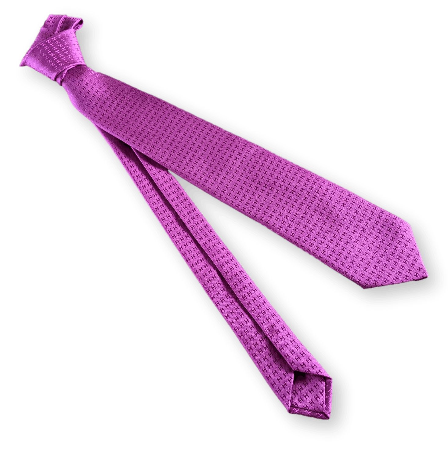 HERMES Faconnee Jacquard Twill Silk Tie 8 cm Violet