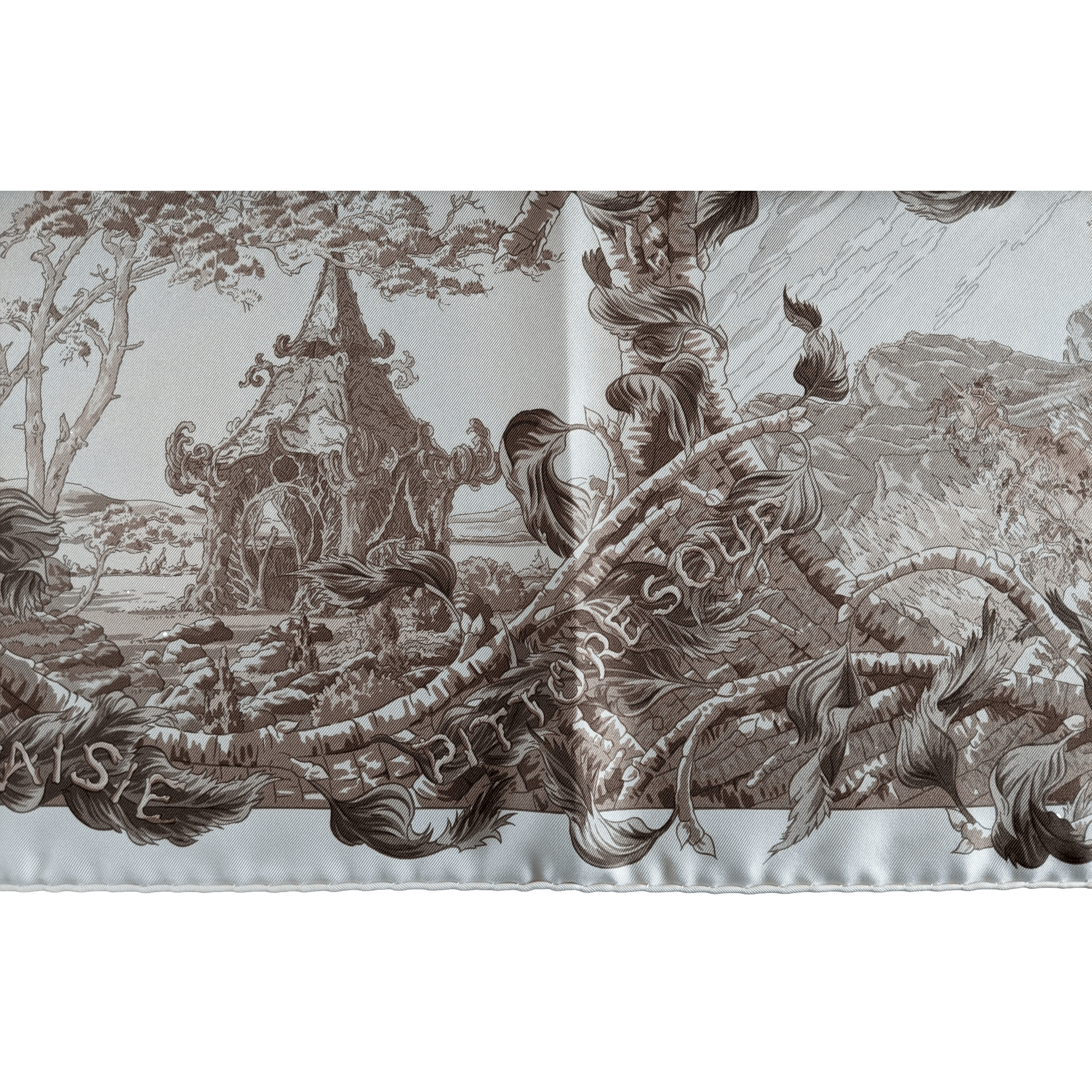 HERMES 2008 Fantaisie Pittoresque by Francoise Houtin Twill Scarf 90 x 90 cm