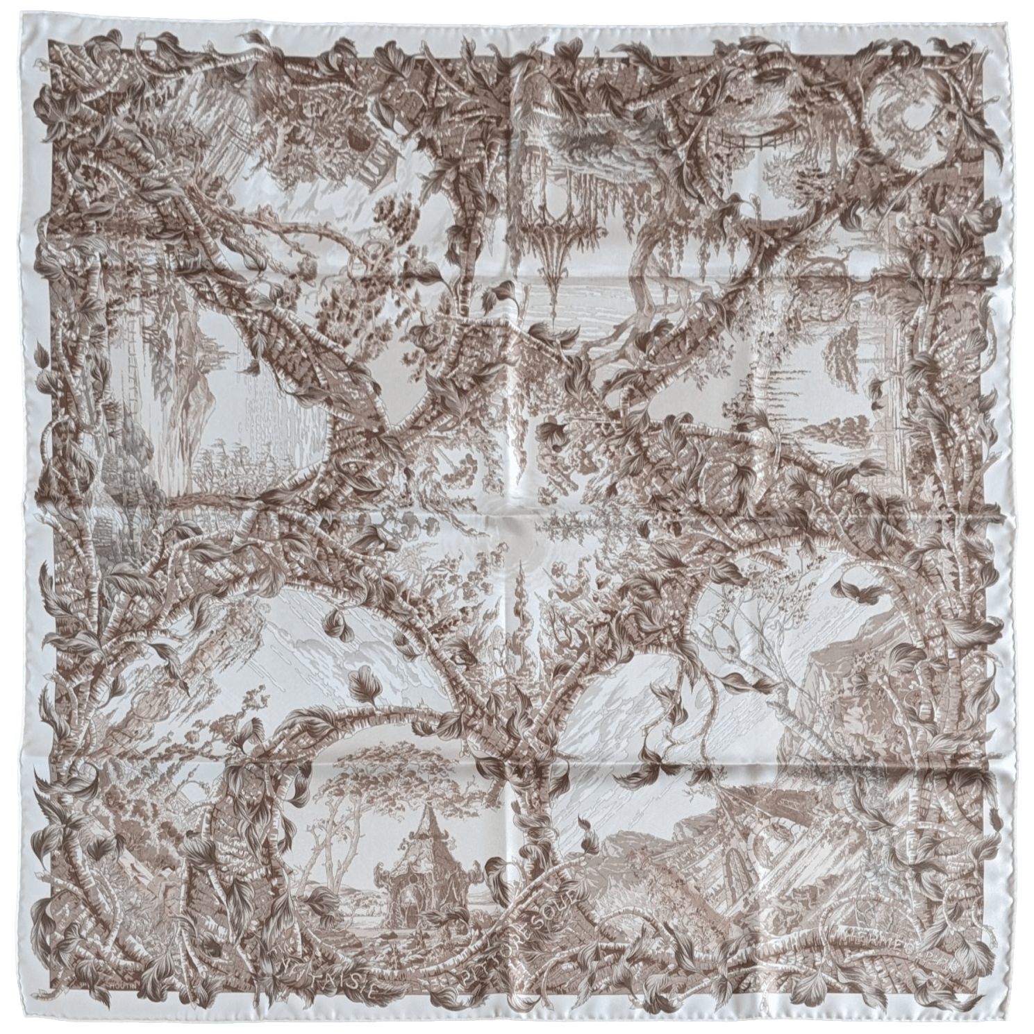 HERMES 2008 Fantaisie Pittoresque by Francoise Houtin Twill Scarf 90 x 90 cm
