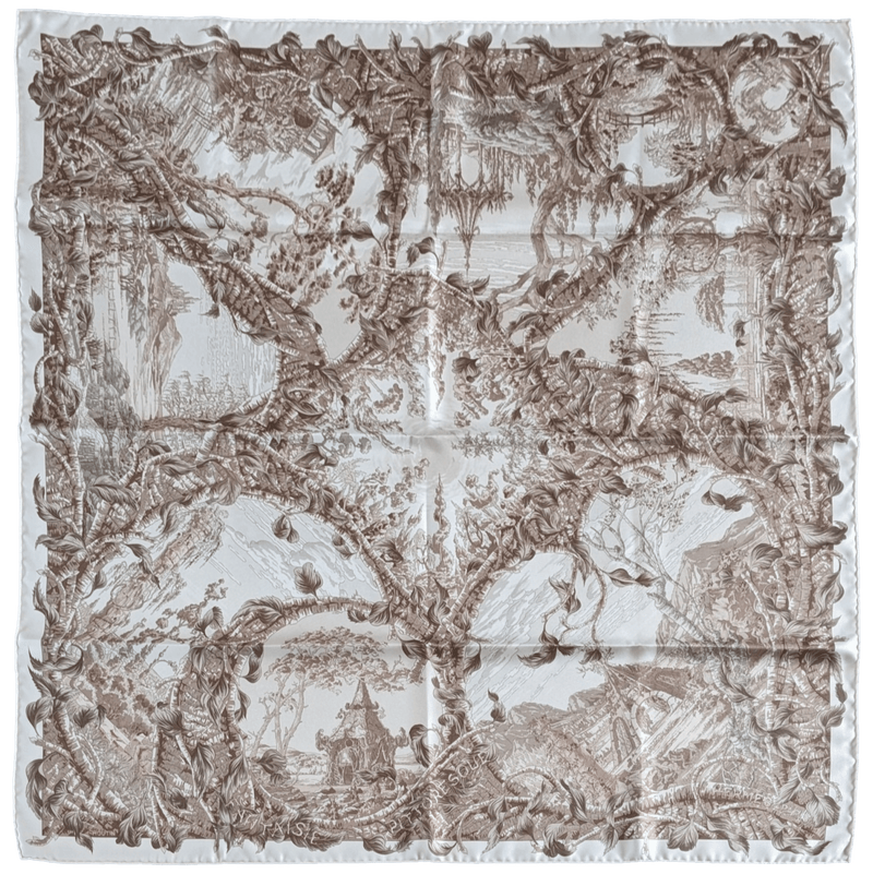 ESCALLES AUTOUR DU MONDE 限定版 HERMES 2008 Fantaisie Pittoresque by Francoise Houtin Twill Scarf