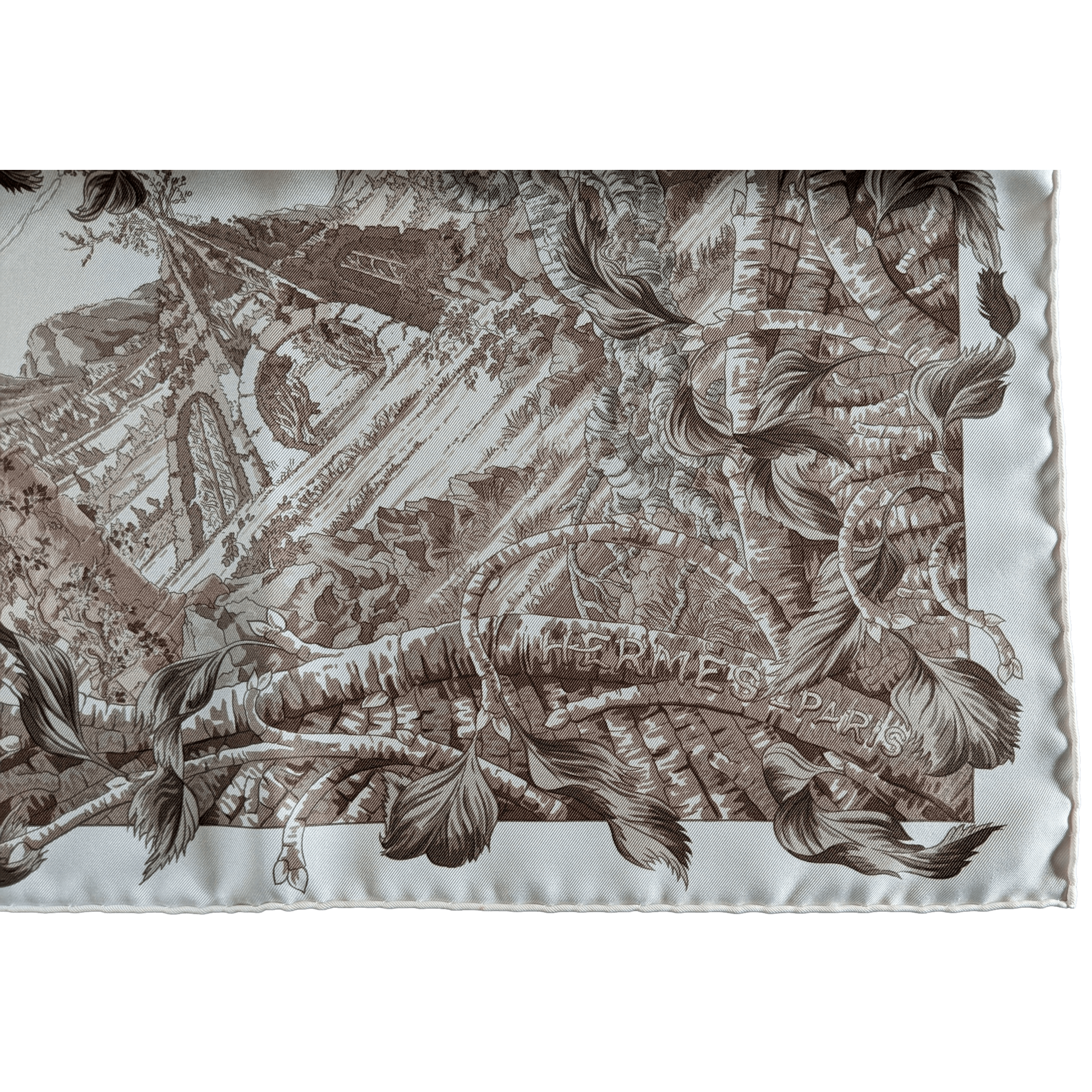 HERMES 2008 Fantaisie Pittoresque by Francoise Houtin Twill Scarf 90 x 90 cm