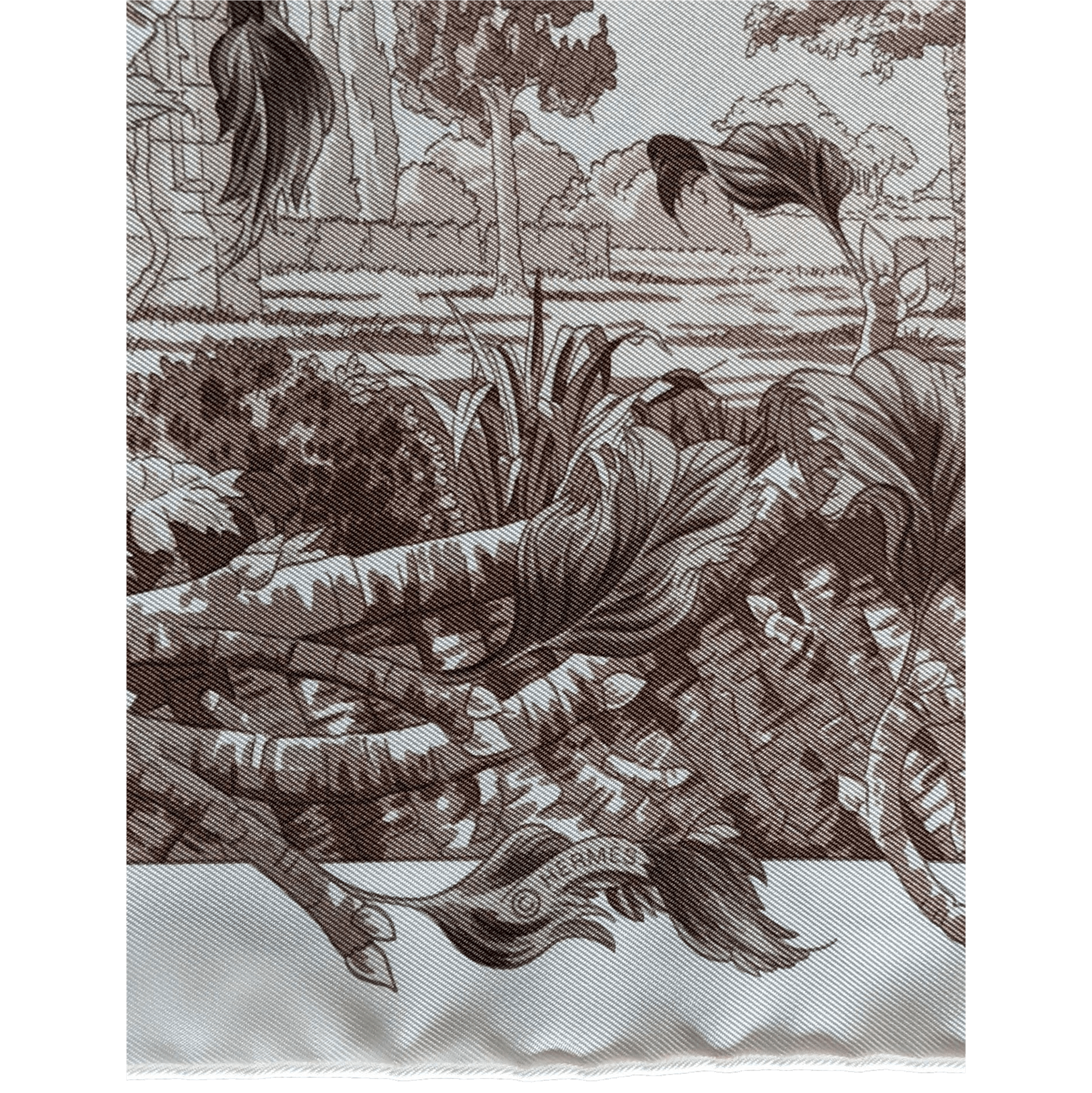 HERMES 2008 Fantaisie Pittoresque by Francoise Houtin Twill Scarf 90 x 90 cm