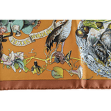 HERMES 1987 Faune et Flore du Texas Wildlife Twill Silk Scarf 90 x 90 cm,