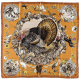 HERMES 1987 Faune et Flore du Texas Wildlife Twill Silk Scarf 90 x 90 cm,