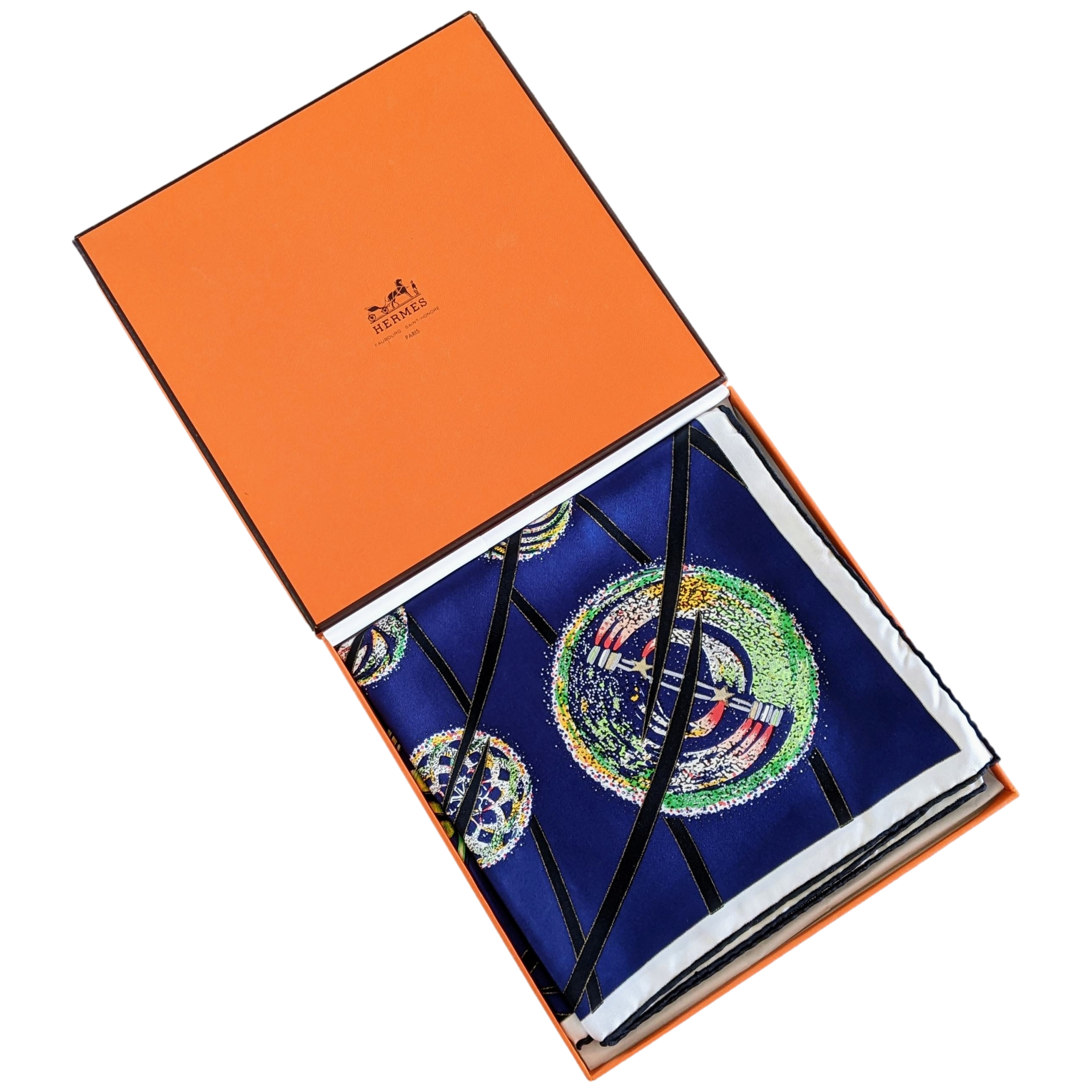 FEUX DE カレ90 HERMES LES エルメス de L'ESPACE 0 スカーフ Feux l