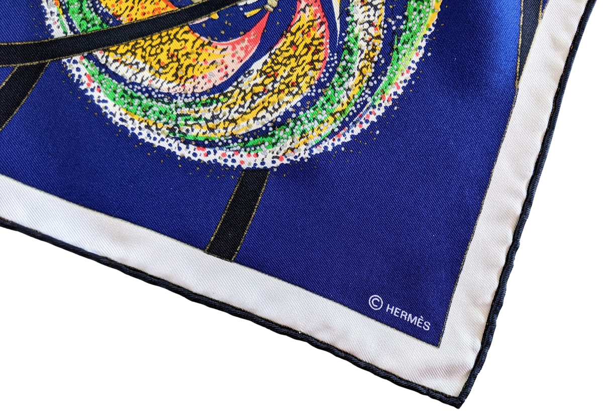 HERMES FEUX DE L'ESPACE by Michel Duchene Metallic Overlay Twill 90 x 90 cm