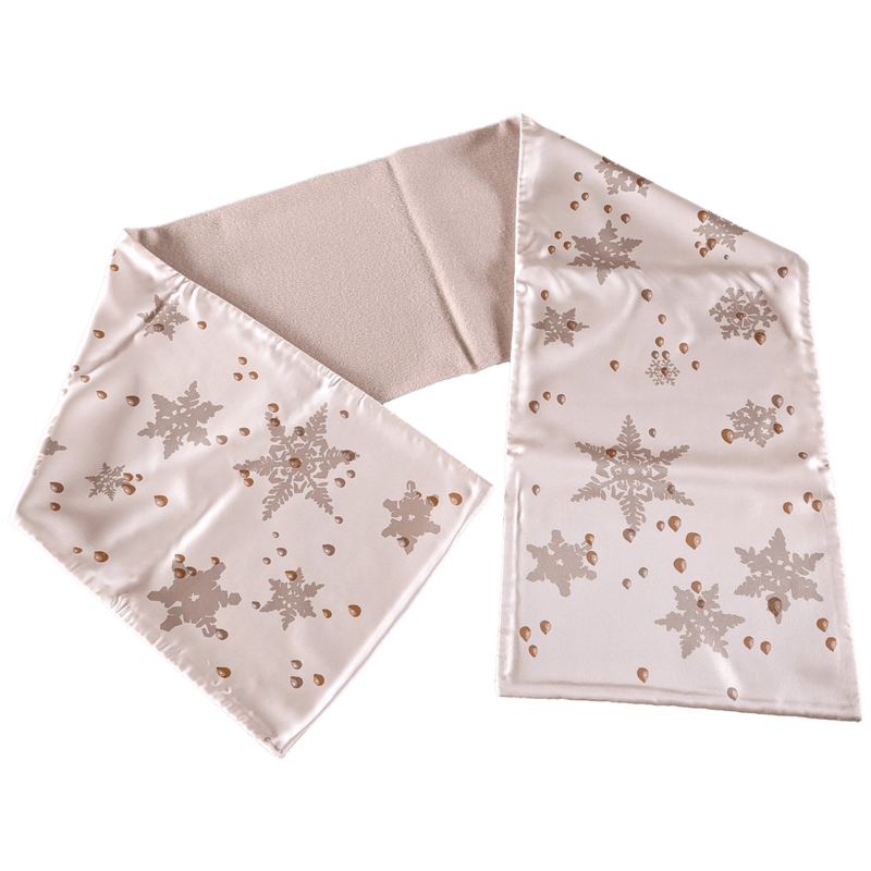 HERMES Feux de L'hiver Snowflakes Printed Twill Silk/Angora Etole Stole 12"x 67"