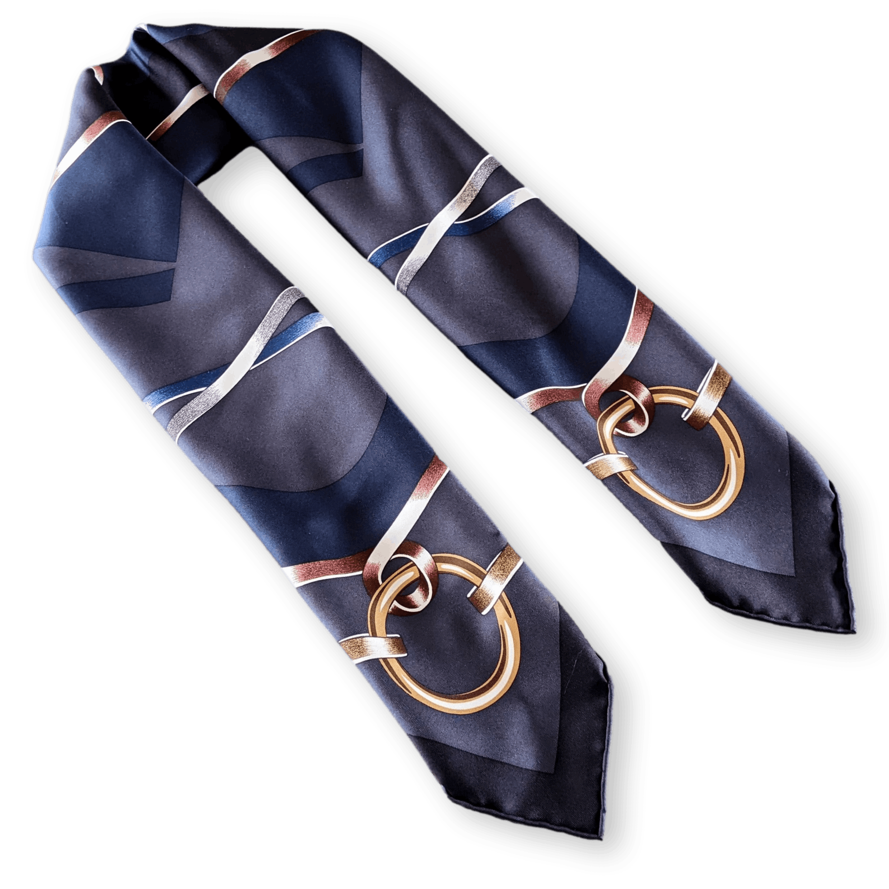 HERMES Figure Artistique Silk Scarf 90 Bleu Noir by Florence Manlik