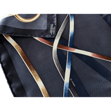 HERMES Figure Artistique Silk Scarf 90 Bleu Noir by Florence Manlik