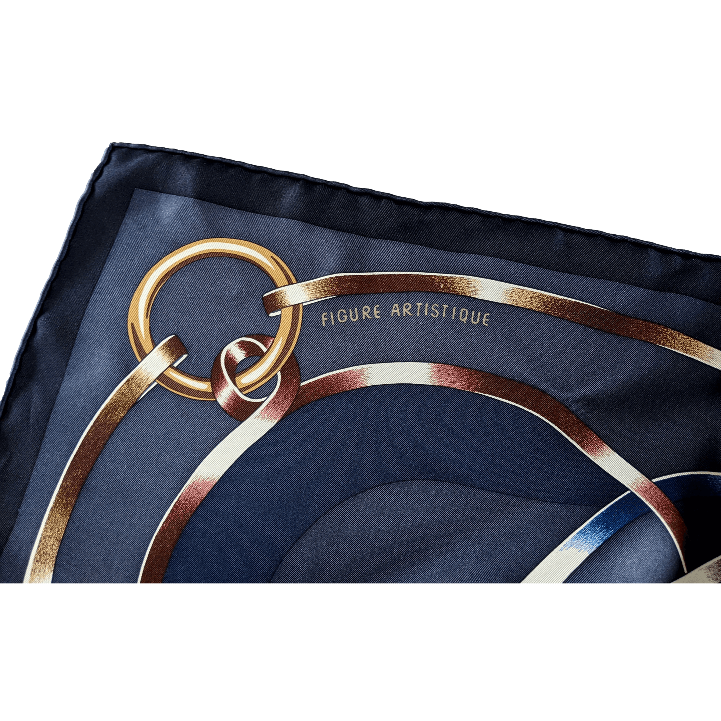 HERMES Figure Artistique Silk Scarf 90 Bleu Noir by Florence Manlik