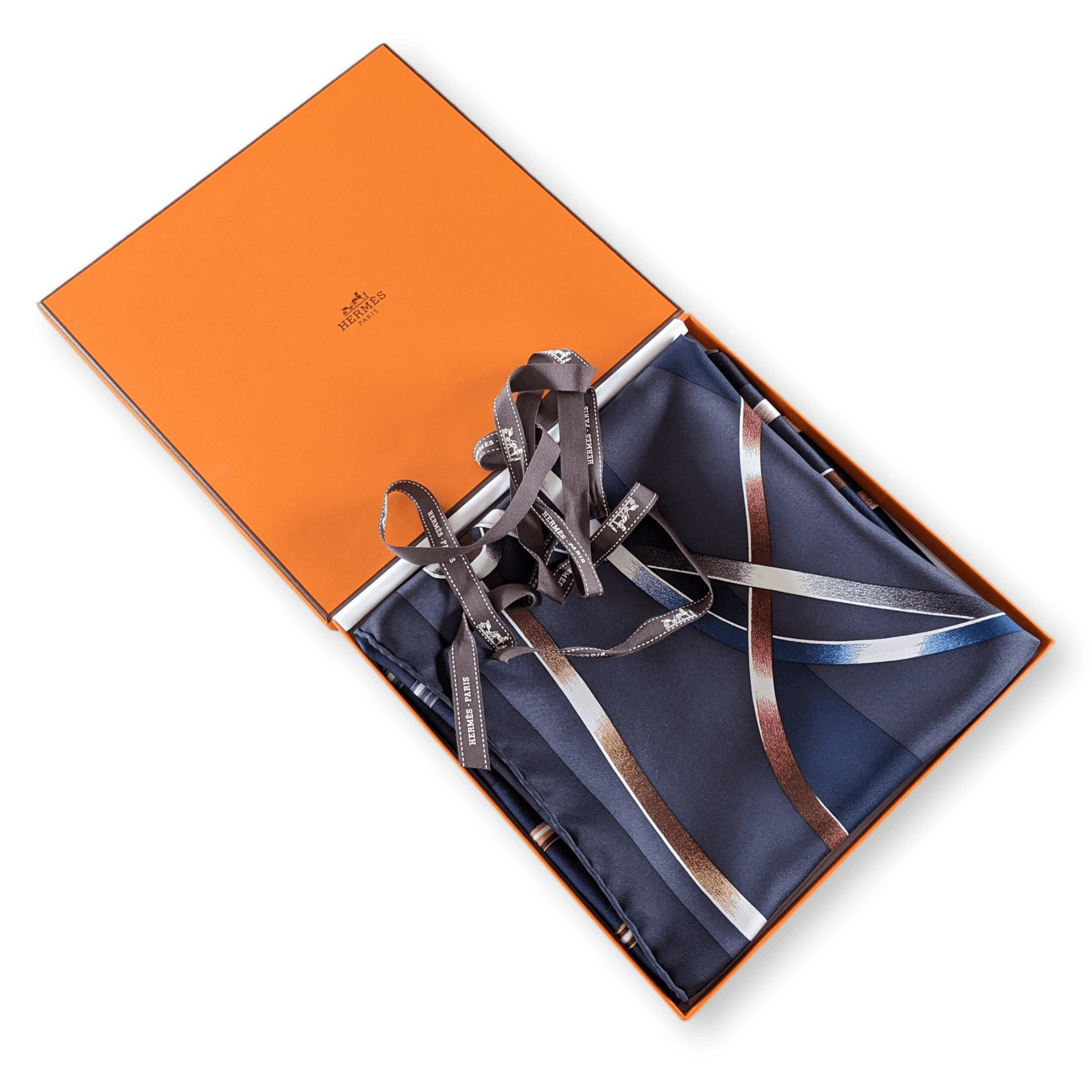 HERMES Figure Artistique Silk Scarf 90 Bleu Noir by Florence Manlik