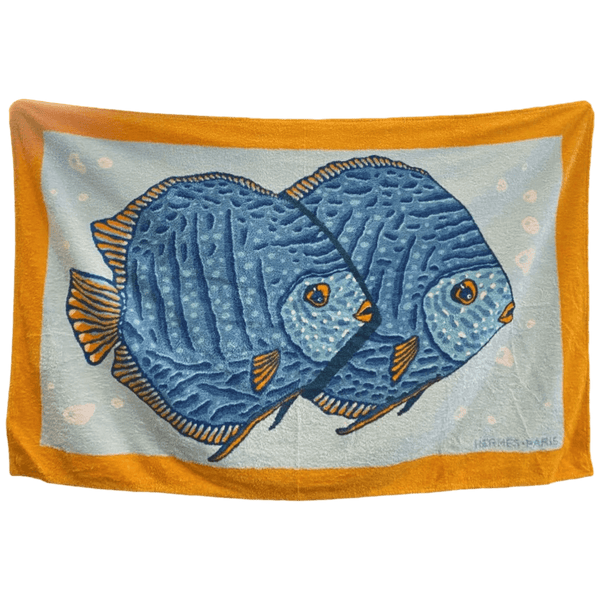 HERMES Poissons Fishes Terry Beach Towel 90 x 150 cm