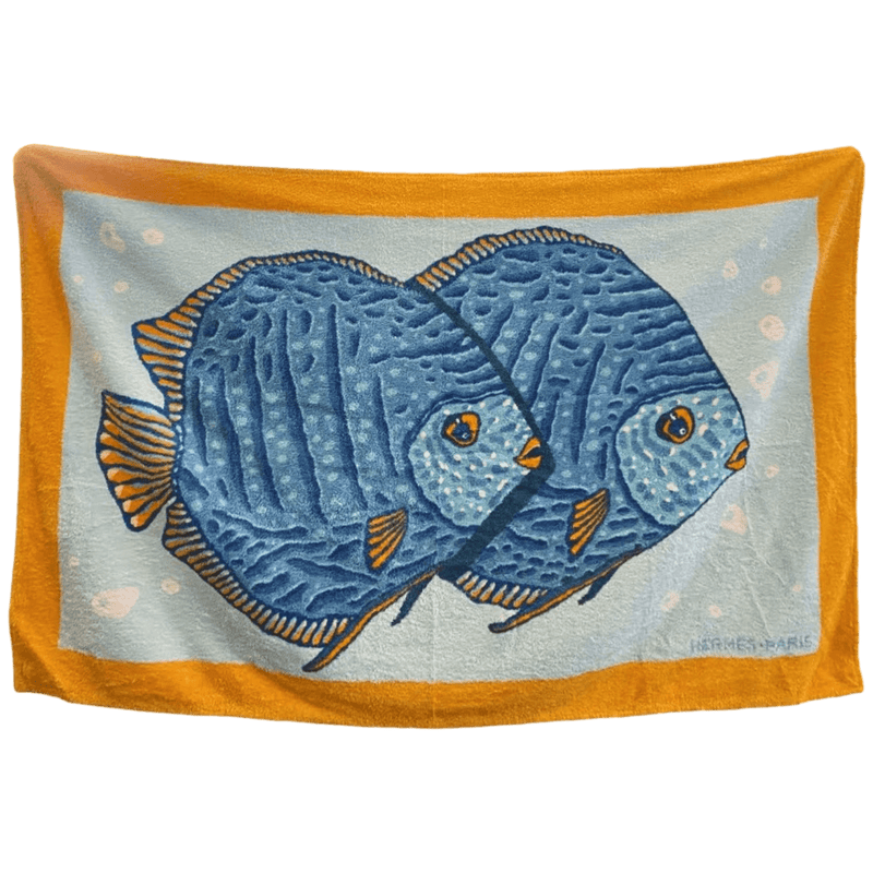 HERMES Poissons Fishes Terry Beach Towel 90 x 150 cm