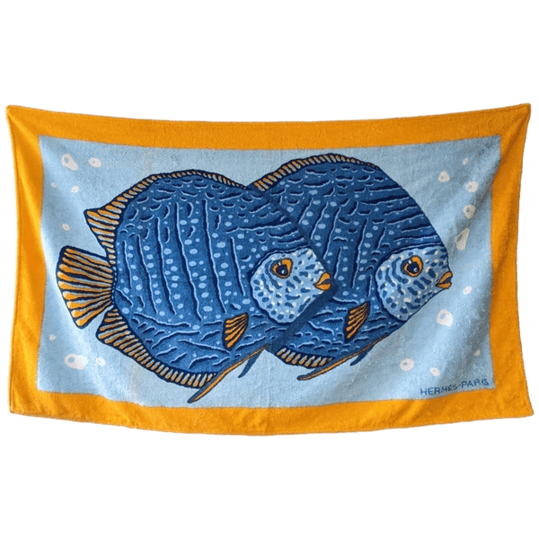 HERMES Fishes Terry Beach Towel 90 x 150 cm