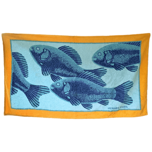 HERMES Fishes Tapis de Plage Terry Beach Towel 90 x 150 cm