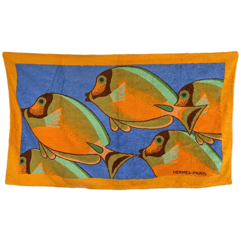 HERMES Fishes Tapis de Plage Terry Beach Towel 90 x 150 cm