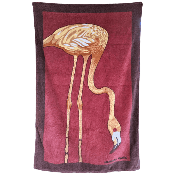 HERMES Plage Flamant Rose "Nakuru" Terry Cotton Beach Towel 90 x 150 cm