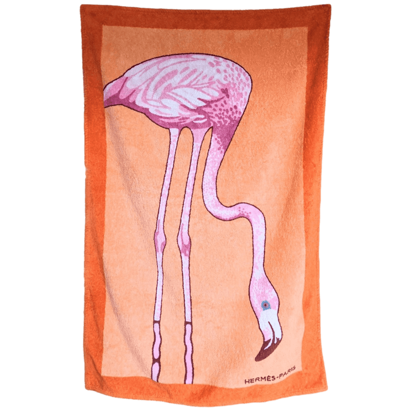 HERMES Plage Flamant Rose "Nakuru" Terry Cotton Beach Towel 90 x 150 cm