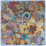HERMES 2011 Fuchsia/Blue Fleurs d'Indiennes Twill Scarf 90 x 90 cm