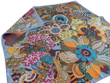 HERMES 2011 Fuchsia/Blue Fleurs d'Indiennes Twill Scarf 90 x 90 cm