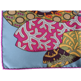 HERMES 2011 Fuchsia/Blue Fleurs d'Indiennes Twill Scarf 90 x 90 cm