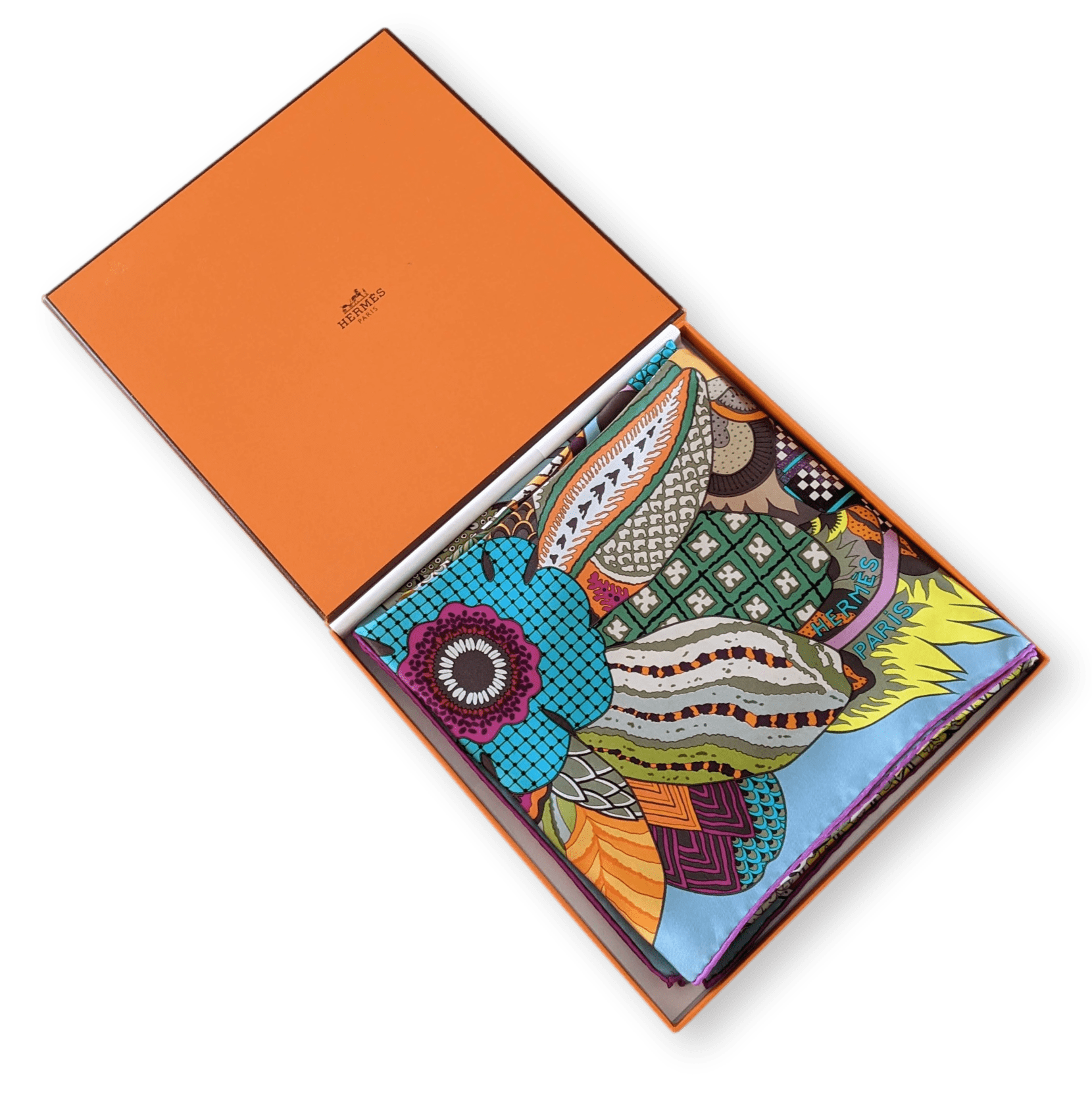HERMES 2011 Fuchsia/Blue Fleurs d'Indiennes Twill Scarf 90 x 90 cm