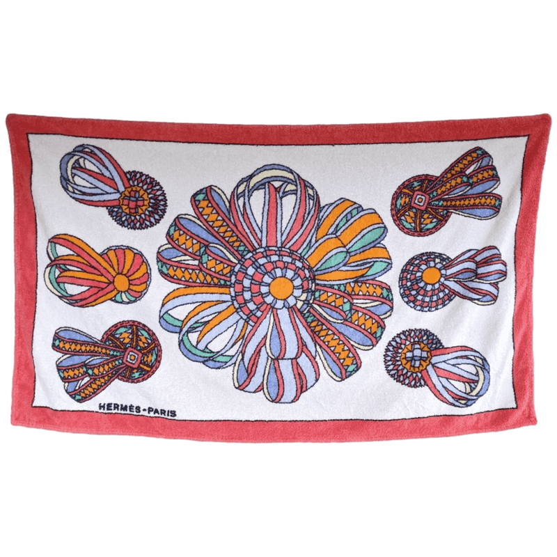 HERMES Flots Chevaux Terry Cotton Beach Towel 90 x 150 cm