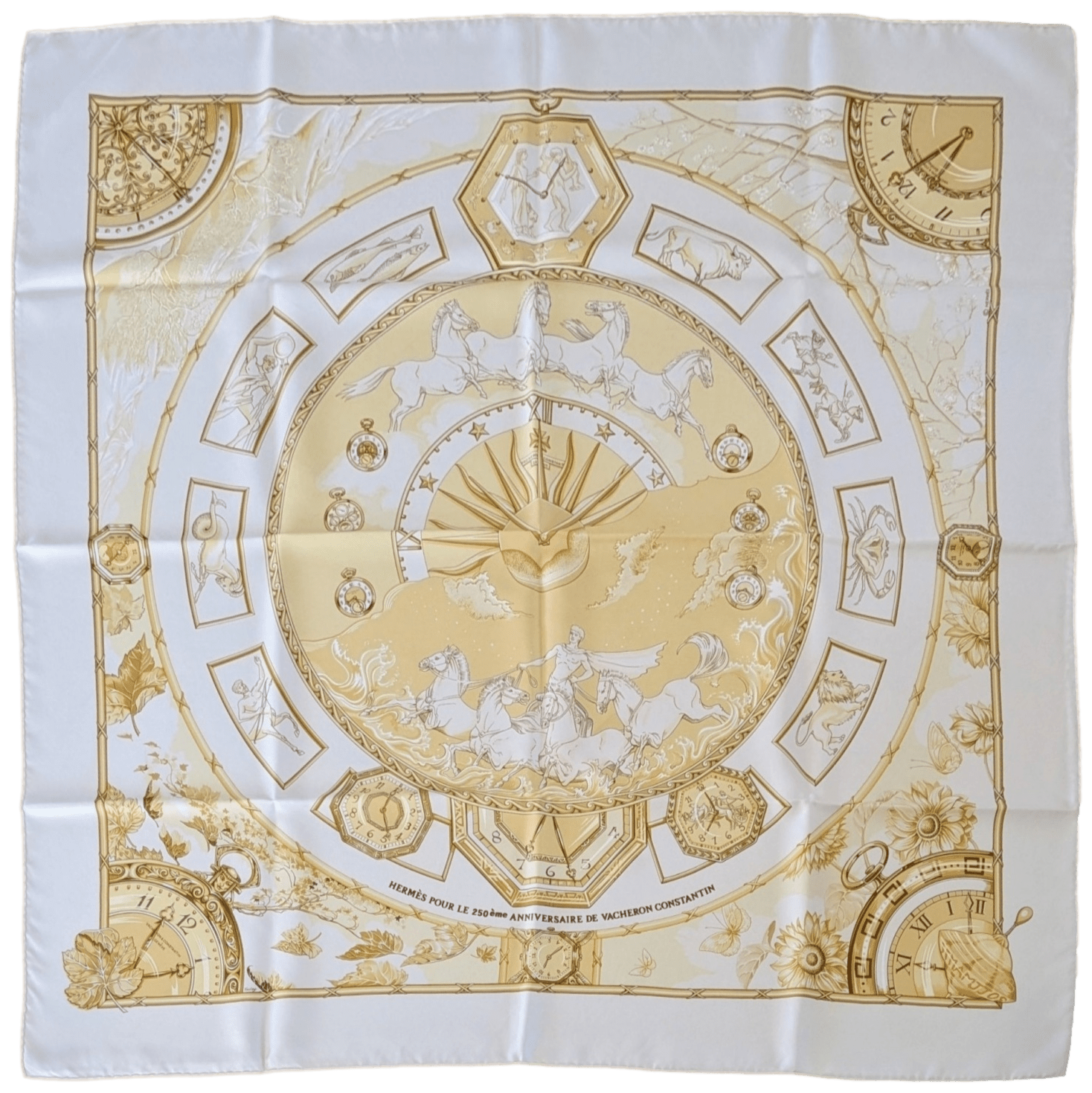 HERMES for VACHERON CONSTANTIN CHARIOT 2005 Limited Issue Twill Scarf 90 x 90 cm