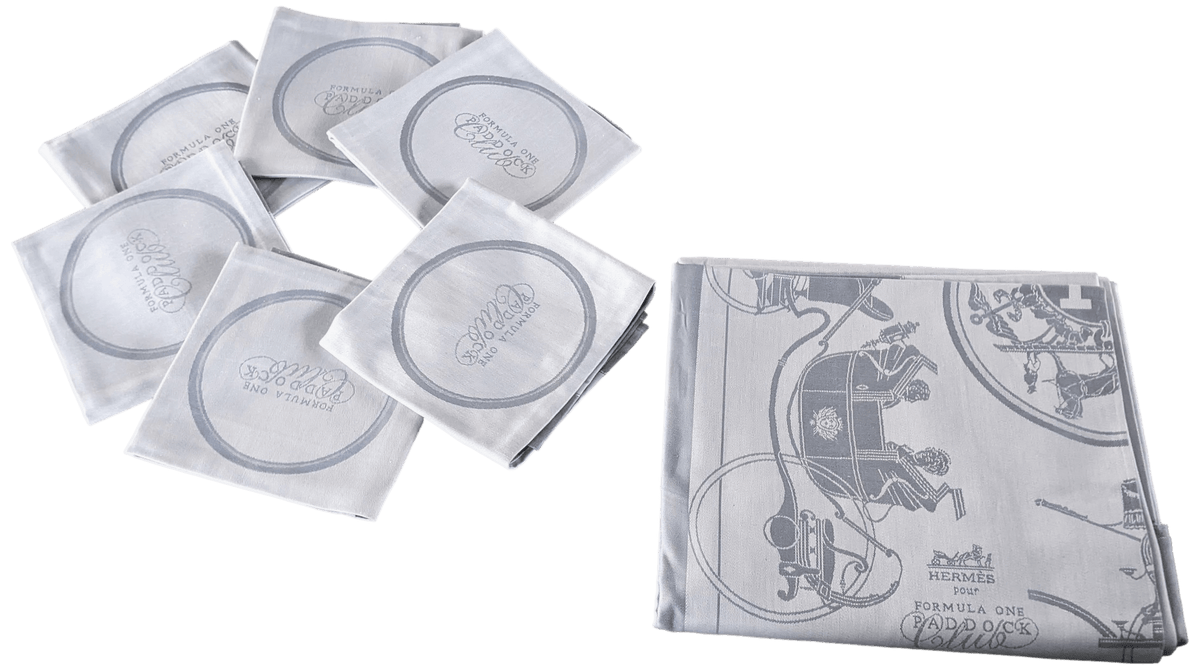 HERMES x FORMULA ONE PADDOCK CLUB VIP Tablecloth & 6 Napkins