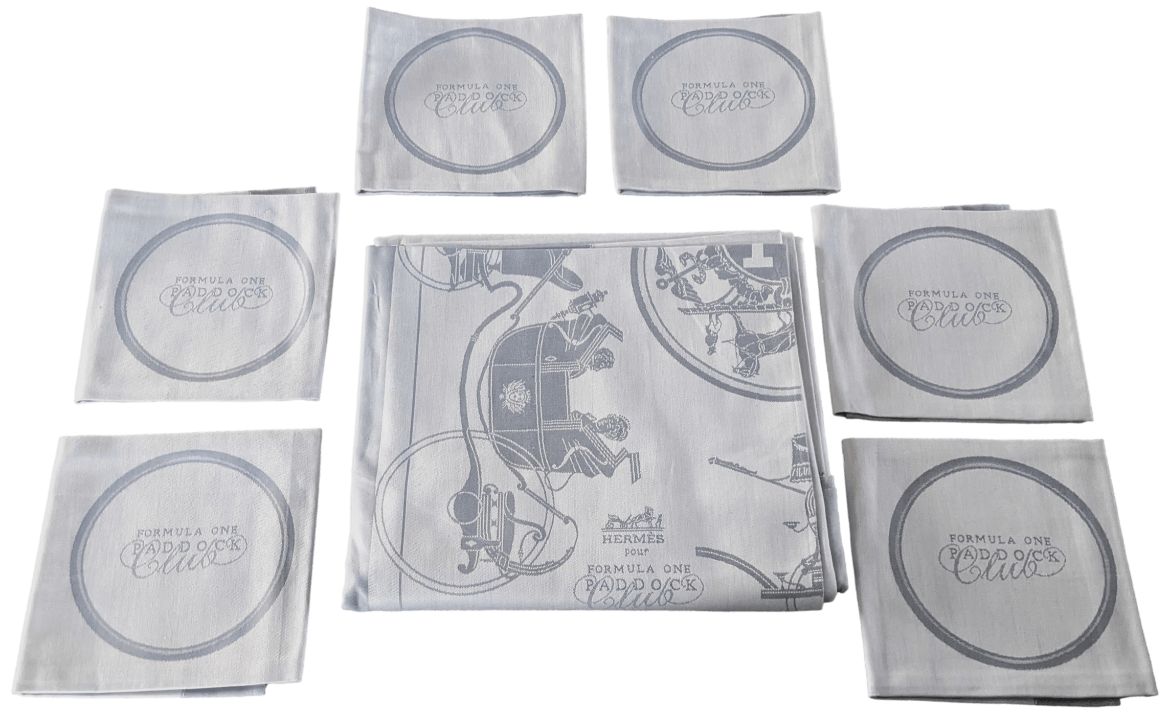 HERMES x FORMULA ONE PADDOCK CLUB VIP Tablecloth & 6 Napkins