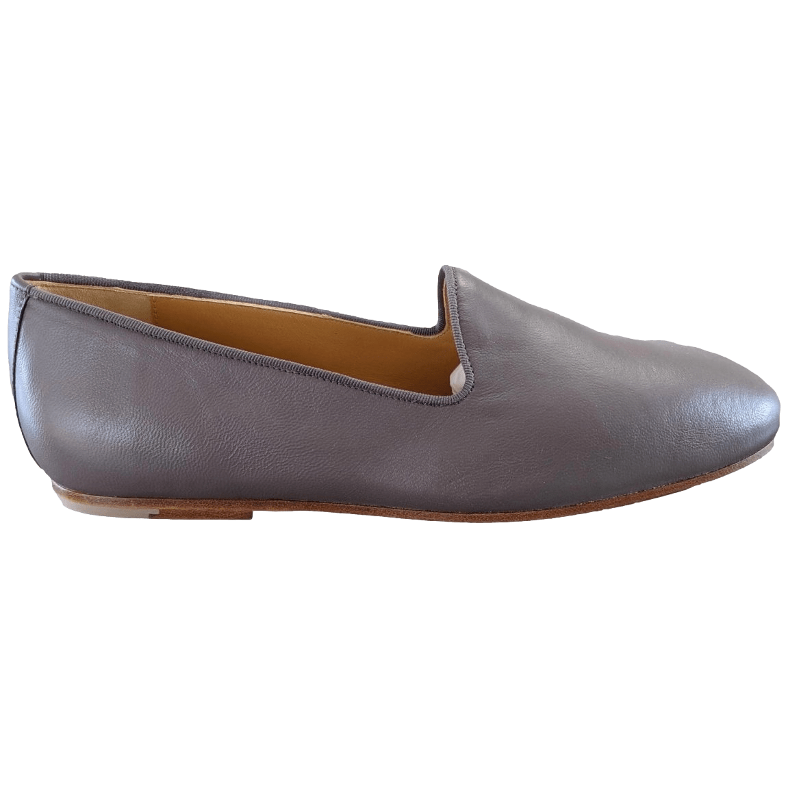 HERMES Elegant Gris Etain Nappa GASPARD Men's Mocassins Shoes